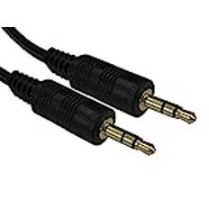 RS PRO Aux-kabel, stereojacka, 3,5 mm/stereojacka, 3,5 mm kontakt L. 10 m svart