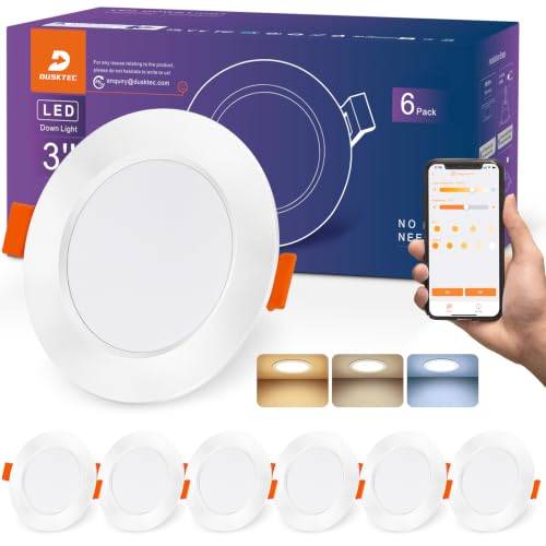 DUSKTEC Einbaustrahler LED Smart, LED Spots 230V 7W Dimmbar mit APP, Deckenspots Warm und Kaltweiss 2700K-6000K, Kompatibel mit Alexa, Spots Deckenleuchte, Einbauleuchten Decke 68mm für Bad 6er Set