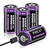 Mspalocell USB-C litiumbatterier D 8800 mAh LR20 batteri 1,5 V snabbladdning typ C batterier batteri med laddningskabel, låg självurladdning, med laddningslampa, 1500+ cykel, 4 st batteri D