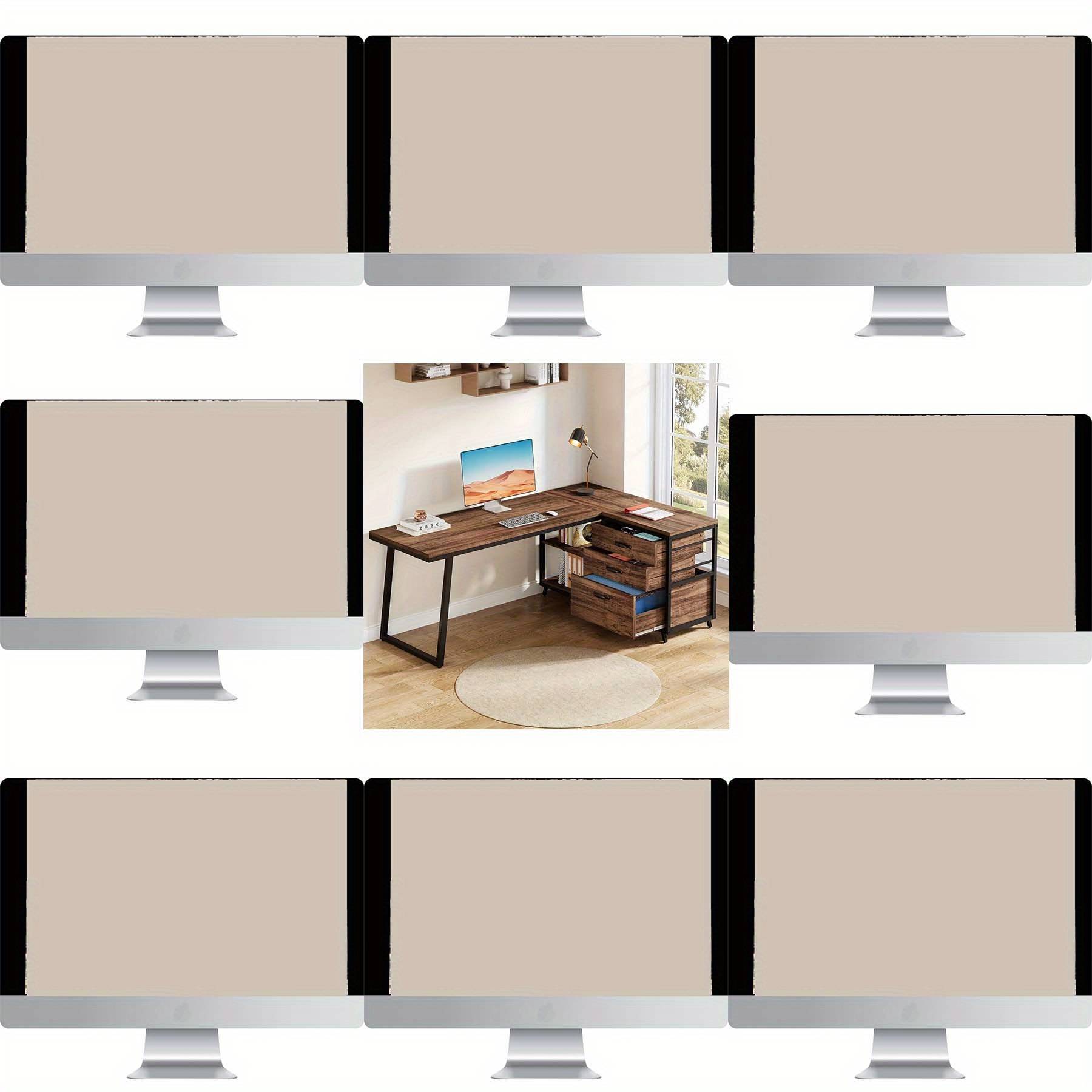 TEMU 53 Inch L Shaped Office Desk - Reversible Corner Computer Desk With 3 File Drawers & 2 Storage Shelves - Spacious For Home Office, Study, Gaming Room - Finish
