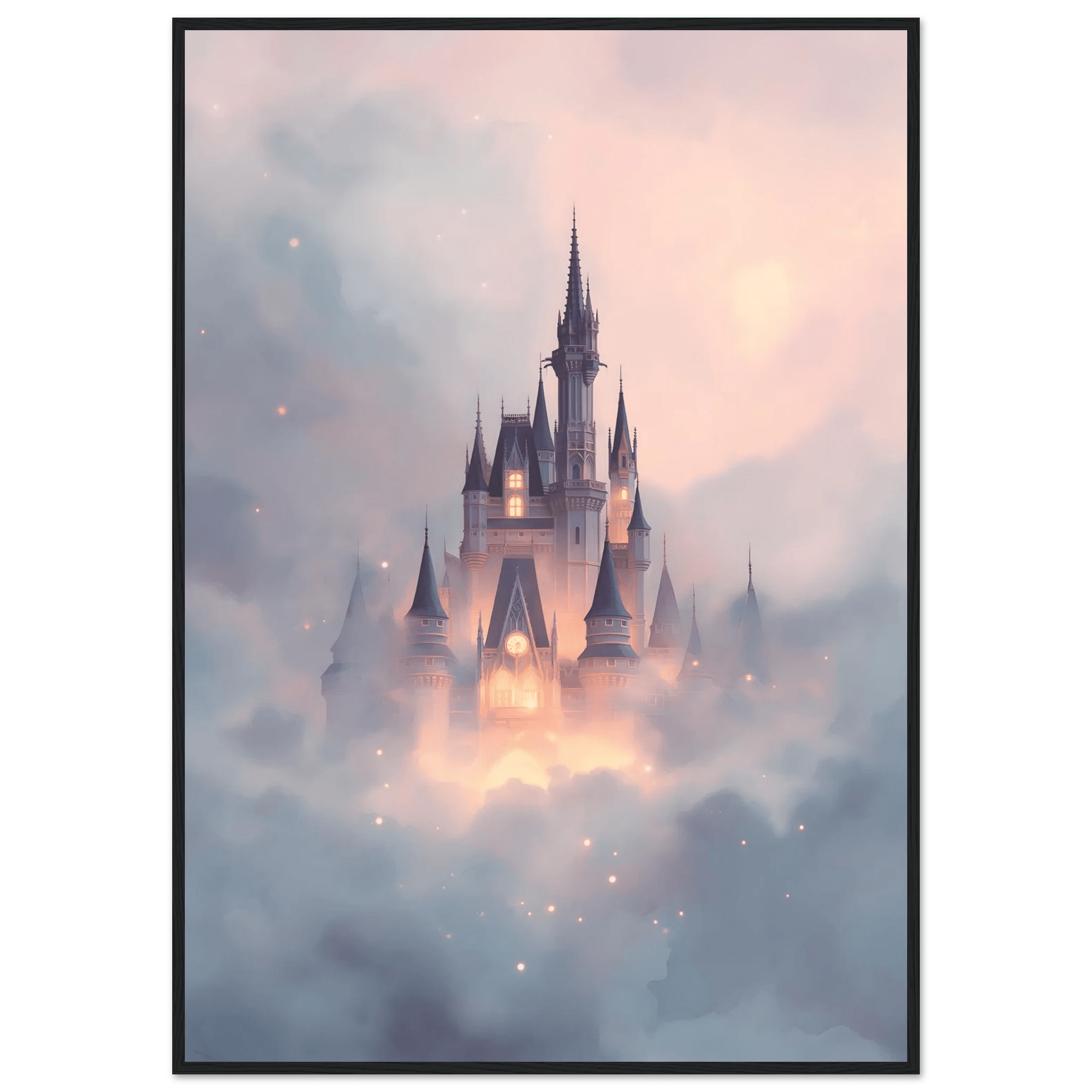 Magiskt slott poster-70x100 cm / 28x40″ / Med ram / Svart
