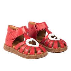 Angulus hjerte sandal med velcro - Red/Off White