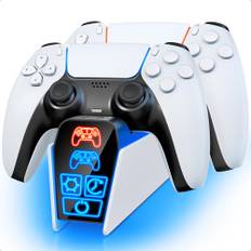 Fenolical Ladestation für DualSense PS5 & Edge Controller, Touch-Ladestation, Zeitgesteuerte, Multifunktionale Playstation5-Gaming-Ladestation mit frei Steuerbarer Beleuchtung für Playstation Spiele