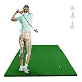 COSTWAY 150 x 100 cm stor golfmatta, golfträningsmatta inkl. 3 gummi-utslagsplatser, golfmatta med 2 slagpositioner, för inomhus och utomhus