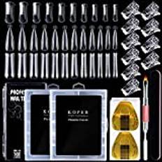 EBANKU Nail Dual Forms Tips för Poly Gel med 3 Style Dual Nail Forms, Dual-Ended Gel Brush & Picker, 1 Nail File, 10 Nail Tips Clip och 50 Horseshoe-form Nail Form, Poly Gel Nail Kits