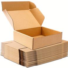 TEMU 20pcs Big Shipping Boxes, 9.7x7.7x2.7inches Moving Boxes Small Recyclable Resistant High Strength Corrugated Cardboard Boxes For Small Business Packaging Mailing Literature