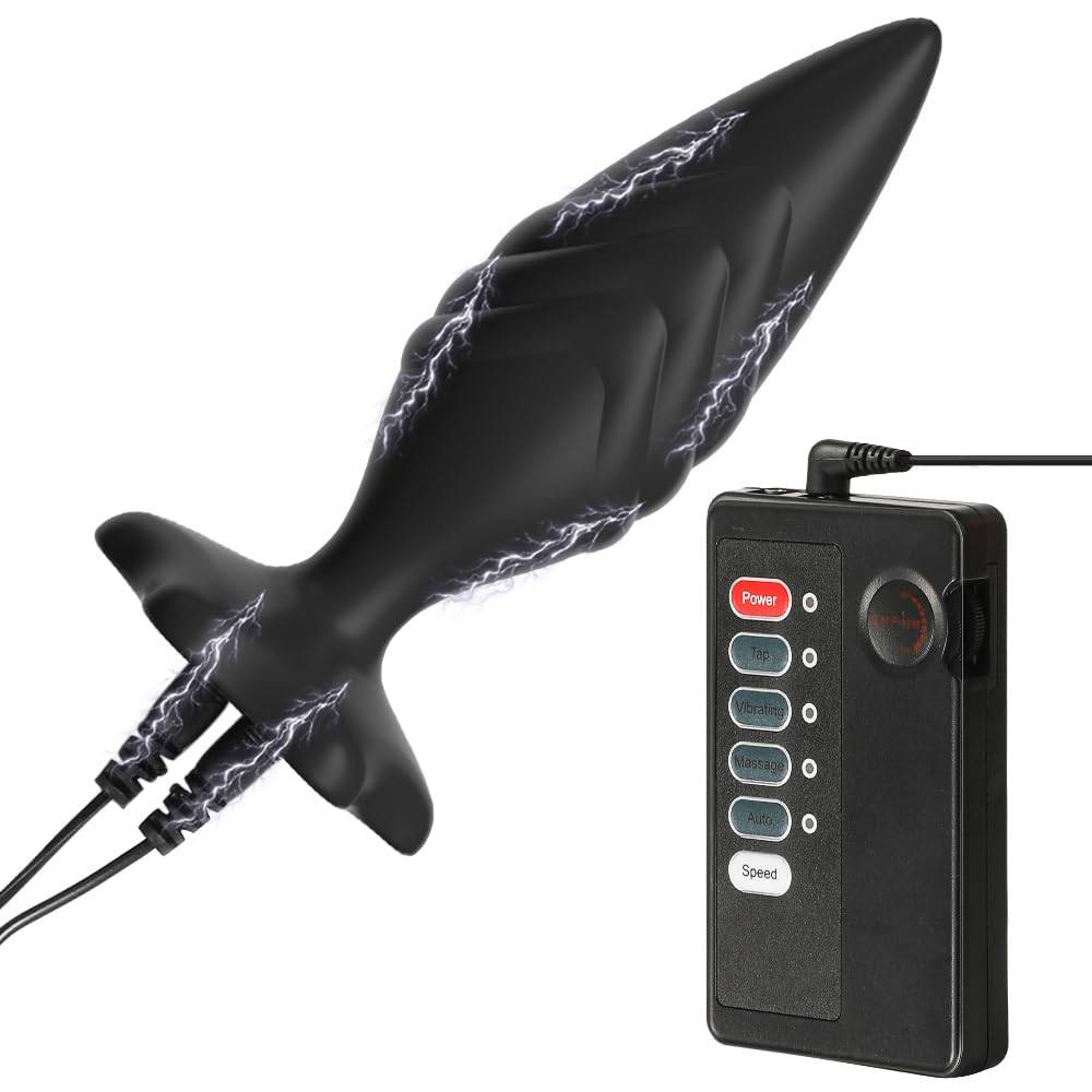SuperLove E-Stim Silicone Anal Plug Set Black - svart