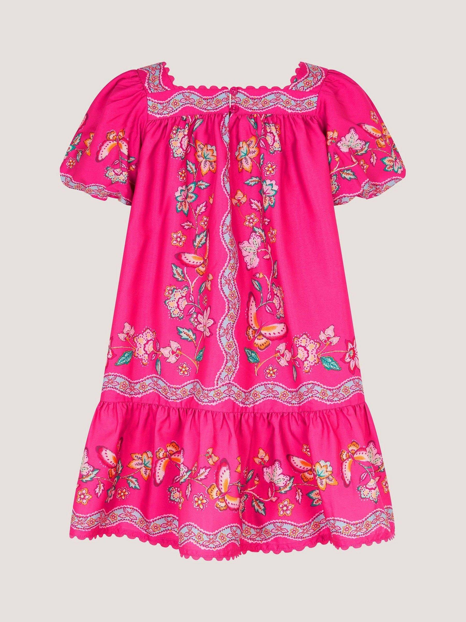 Monsoon Monsoon Pink Ariella Sequin Print Scallop Trim Dress - 134-140cm (9-10 Years)