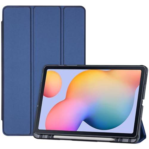 ProCase Plånboksfodral för Galaxy Tab S6 Lite 10.4 2024 2022 2020 (SM-P620/P625/P613/P619/P615/P610), genomskinlig mjuk TPU-hållare med S-pennhållare, väckningsfunktion