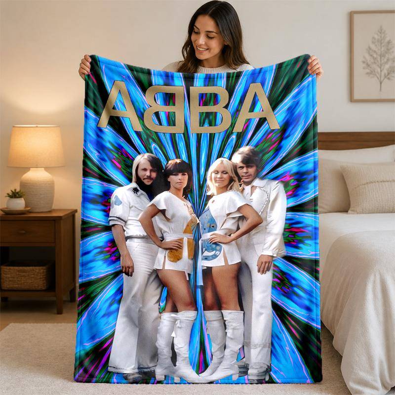 ABBA Tryck Flanellfilt Mysig Varm Plysch Pläd för Säng Soffa Couch Inomhus Hushållsbruk