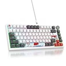 SOLIDEE 75% Mekaniskt Speltangentbord Hot Swappable,RGB Bakbelyst Gasket Tangentbord med Röda Brytare,82 Tangenter TKL Mekaniskt Tangentbord,NKRO Kompakt Tangentbord med Kontrollratt(82 Grey_White)
