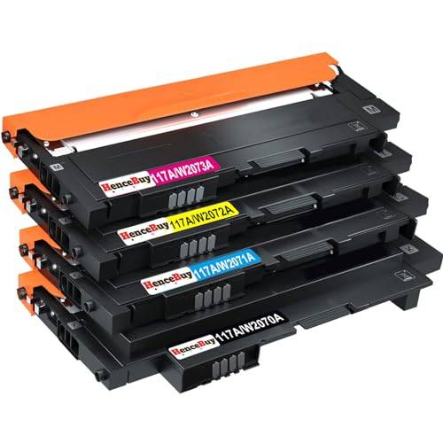 HenceBuy 117A tonerset ersättning för HP 117A W2070A tonerkassett kompatibel med HP Color Laser MFP 179fwg 179fnw 178nw 178nwg 178 179 150nw 150a 150 W2071A W2072A W2073A (svart cypå gul magenta)