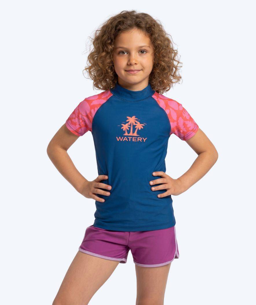 Watery UV tröja för barn - Osiris Kortärmad Rashguard - Rosa/mörkblå - UV kläder barn