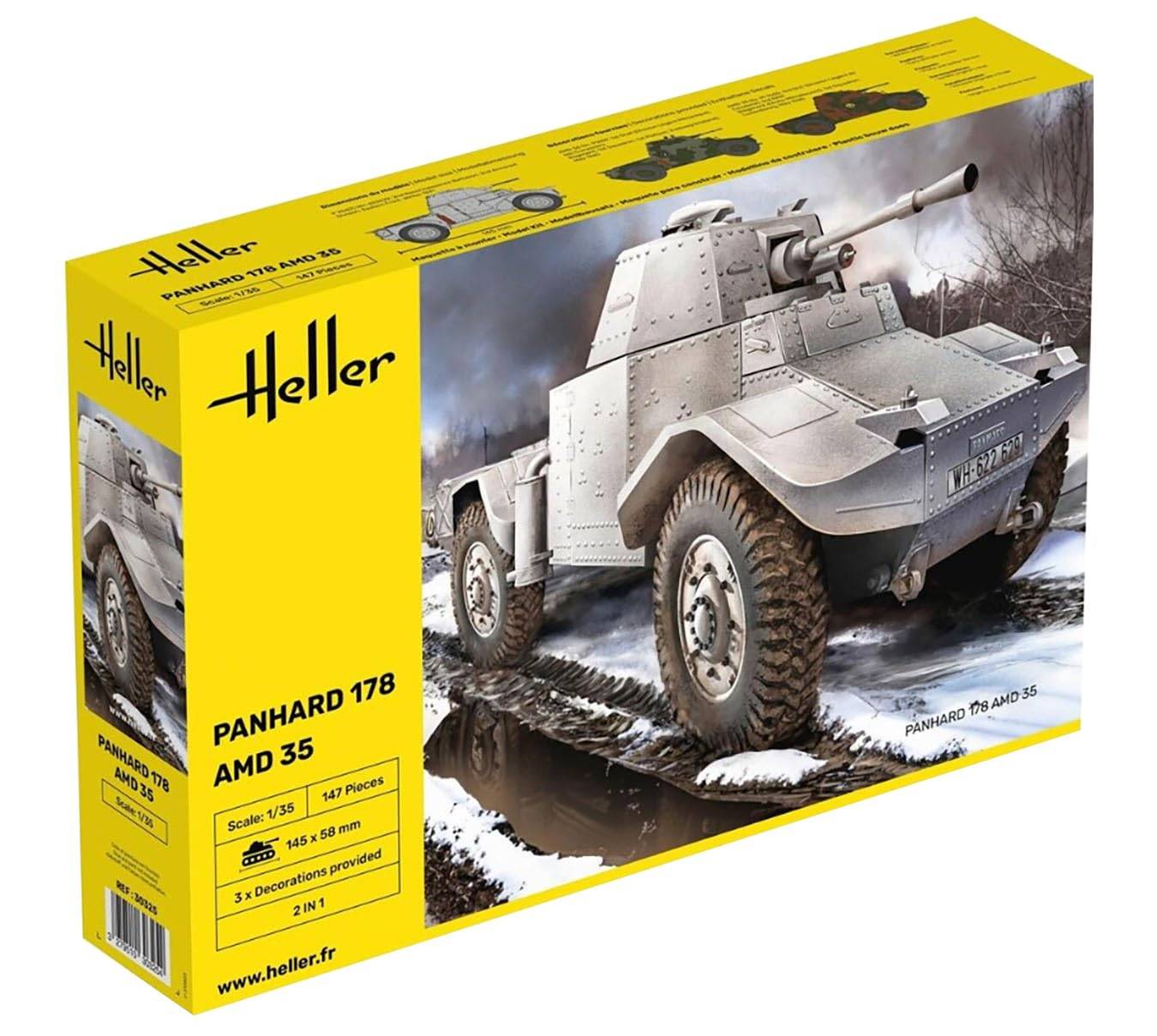 Platz Heller 1/35 WWII French Panhard 178 AMD35 Wheeled Armored Car Plastic Model Kit HE30325