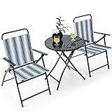 COSTWAY Bistrobord med 2 stolar, fällbart set för balkongen, trädgårdsmöbelset med 3 delar, sittgrupp, balkongmöbler, trädgårdsmöbler, trädgårdsset för gård och balkong