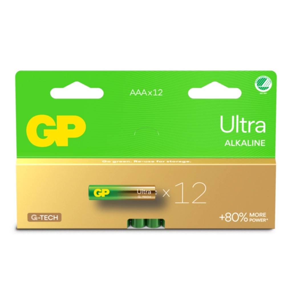 GP BATTERIES GP Ultra Alkaline AAA-batteri LR03/24AU 12-pack 151447