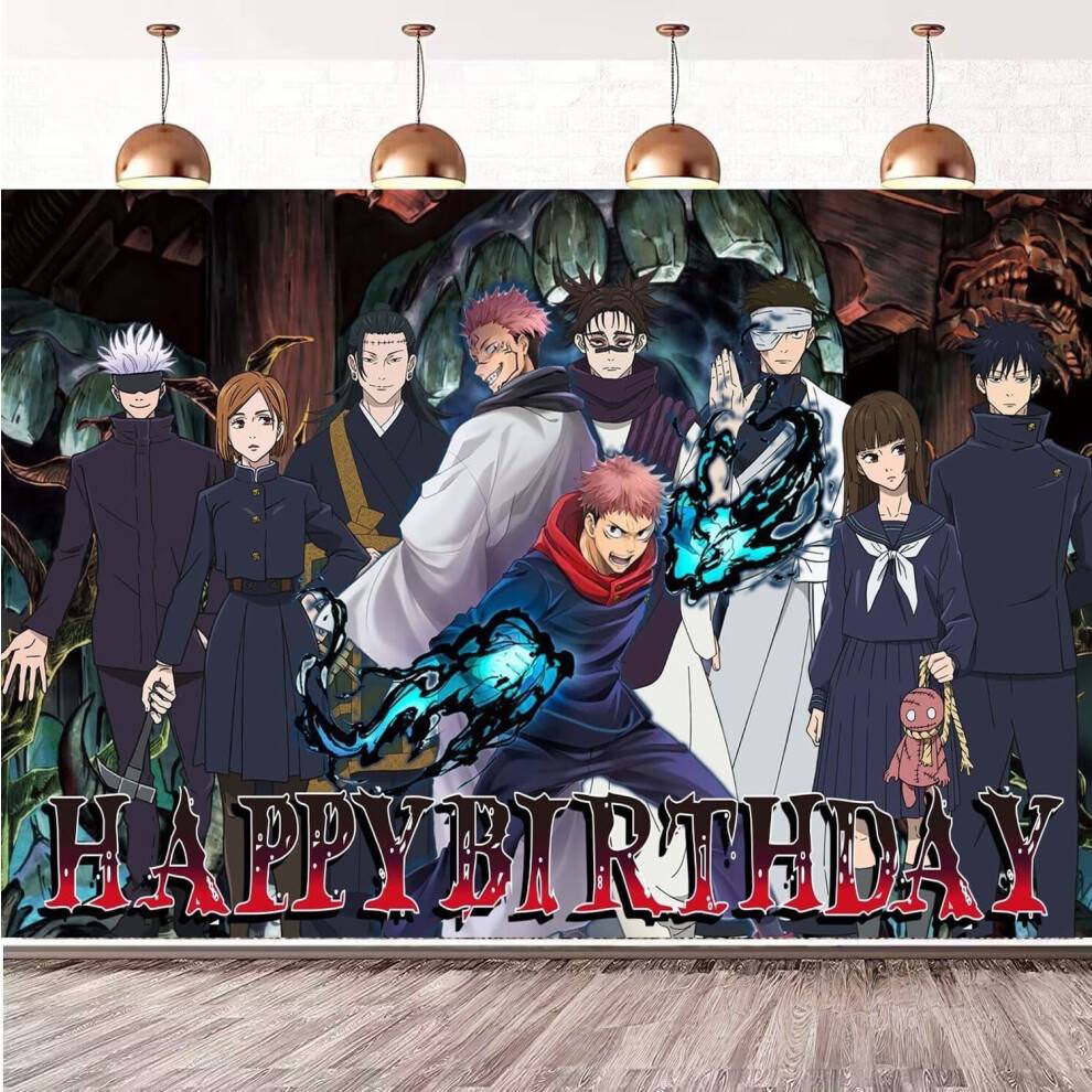 Tegneserie Jujutsu Kaisen fødselsdagsbaggrund banner festartikler til fødselsdagsfestdekorationer 237 cm 183 cm