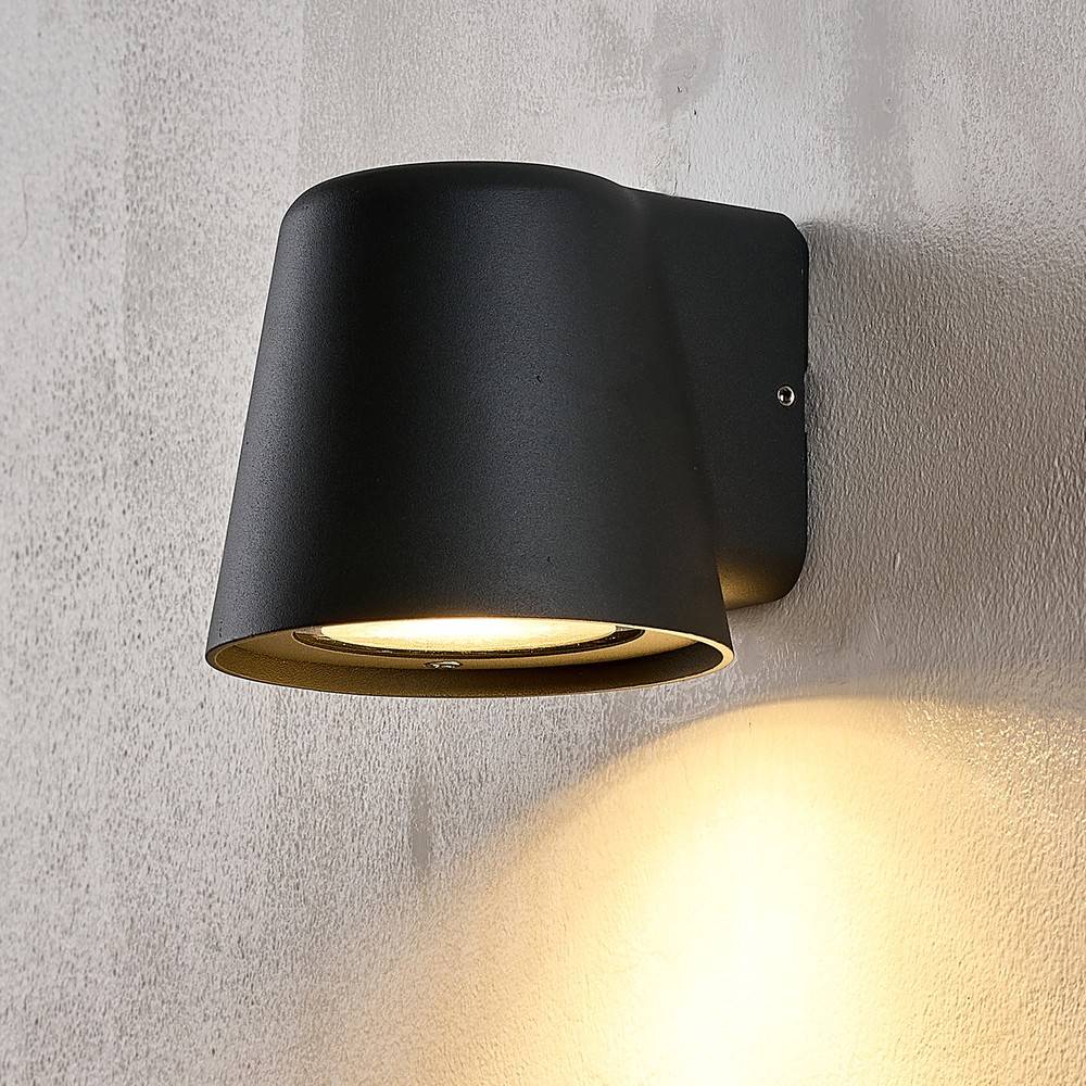 GU10 vägglampa - Svart, IP65, inomhus/utomhus, utan ljuskälla