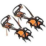 FOLOSAFENAR stegjärn för vandring crampons mycket elastiska isklamrar svart + orange stålmaterial för bergsklättring Heftangen crampons Poignées pour glace et neige