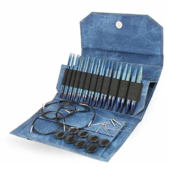 LYKKE Utbytbara Rundstickor Set Indigo, Blå, 13 cm