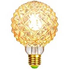 Tianfan LED-lampor vintage glödlampa 4 W kristall ananas Edison-glödlampa G95 220/240 V E27 specialitet dekorativ glödlampa (gyllene)