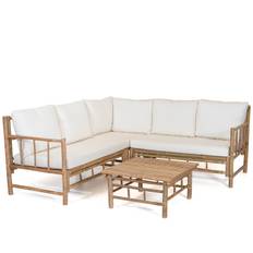 Hörnsoffgrupp bambu/offwhite - Vit/Träfärg
