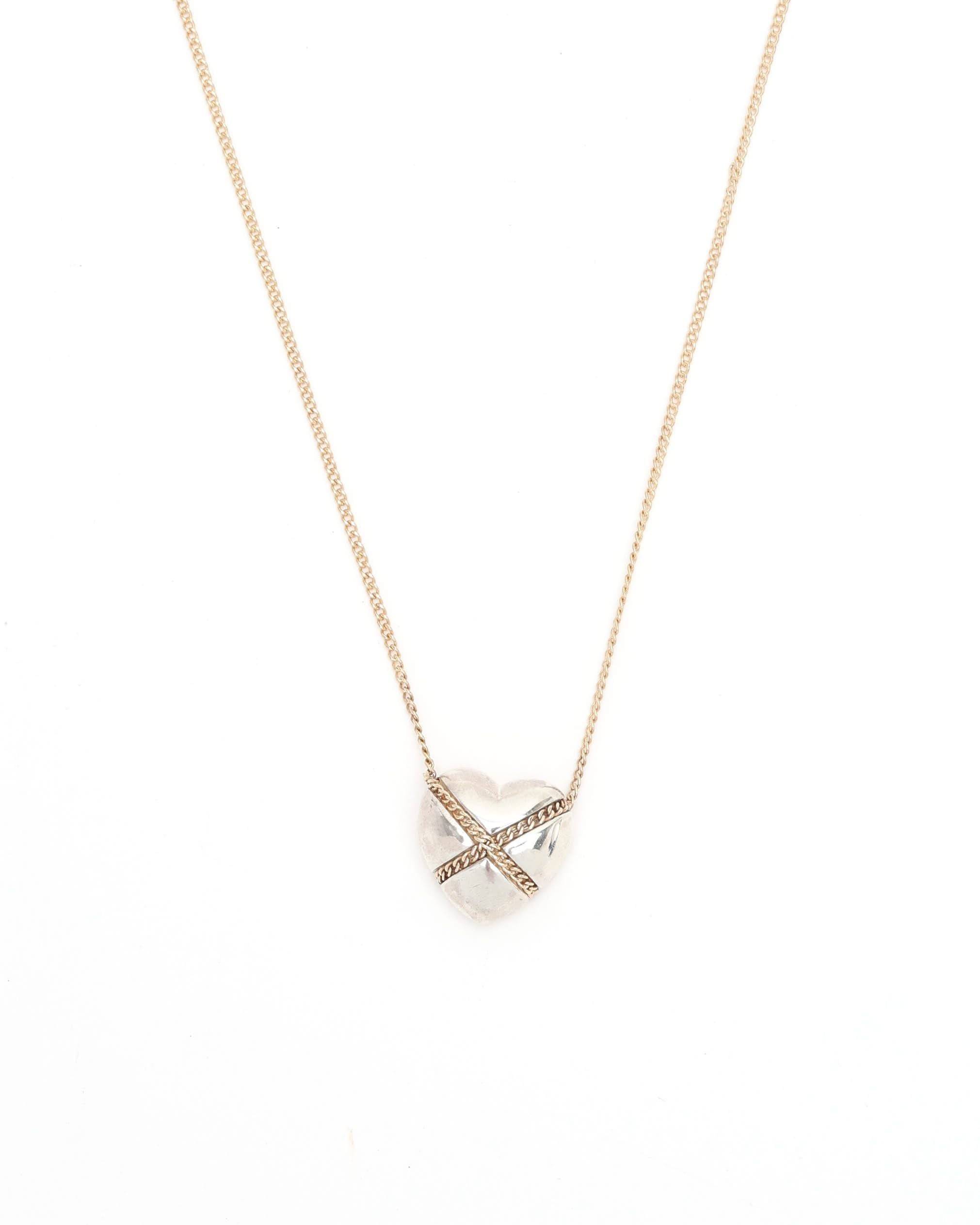 Tiffany & Co Cross My Heart 18k & Silver Necklace - Silver - One Size