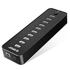 ORICO USB Hub 2.0 med 10 portar och 30 W strömförsörjning, strömkontakt för stationär dator bärbar dator MacBook iMac