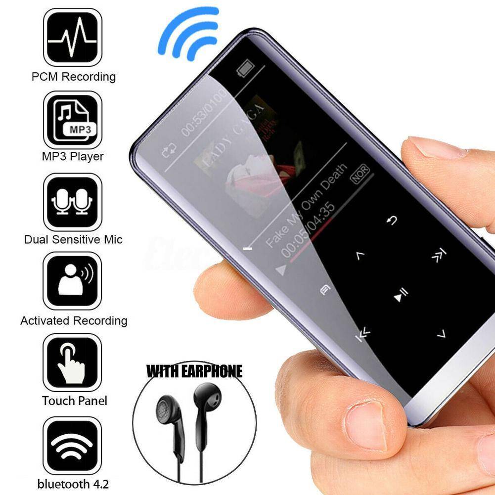 MP3 MP4 8G-64G Bluetooth-spelare Sportmusik E-bok AMV AVI Video Media FM-radioinspelare Färgskärm Walkman MP3 Med hörlurar