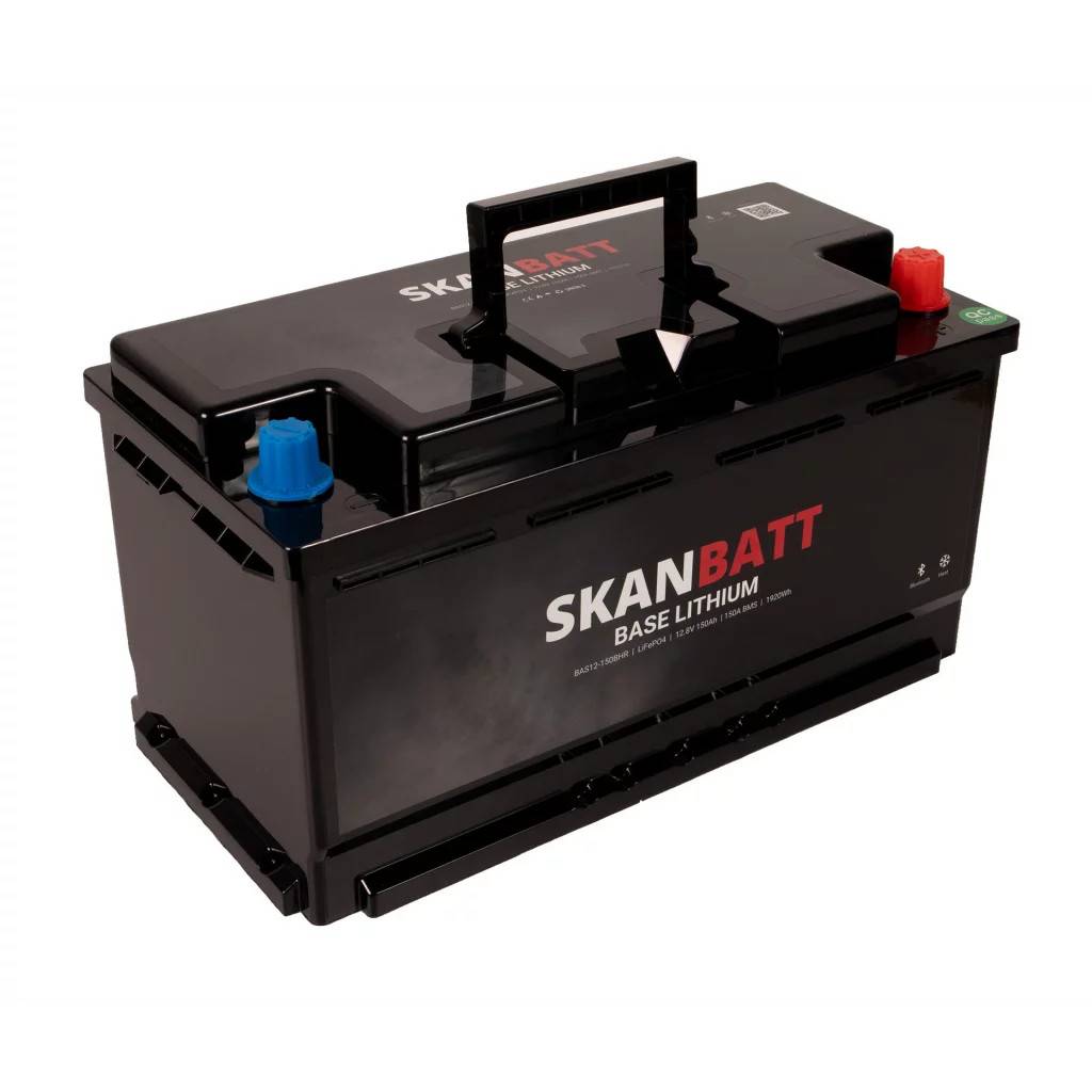 SKANBATT Base Lithium - 12V 150Ah 150A BMS - Bluetooth - Heat - 355x175x190mm - 3 Års garanti - Husbil