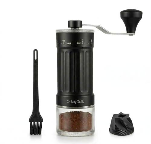 OrkeyDolk® Extern justerbar manuell kaffekvarn med hög precision, modern konisk keramisk konkvarn i 40 steg, lämplig för aeropress, häll över och mokakannor.