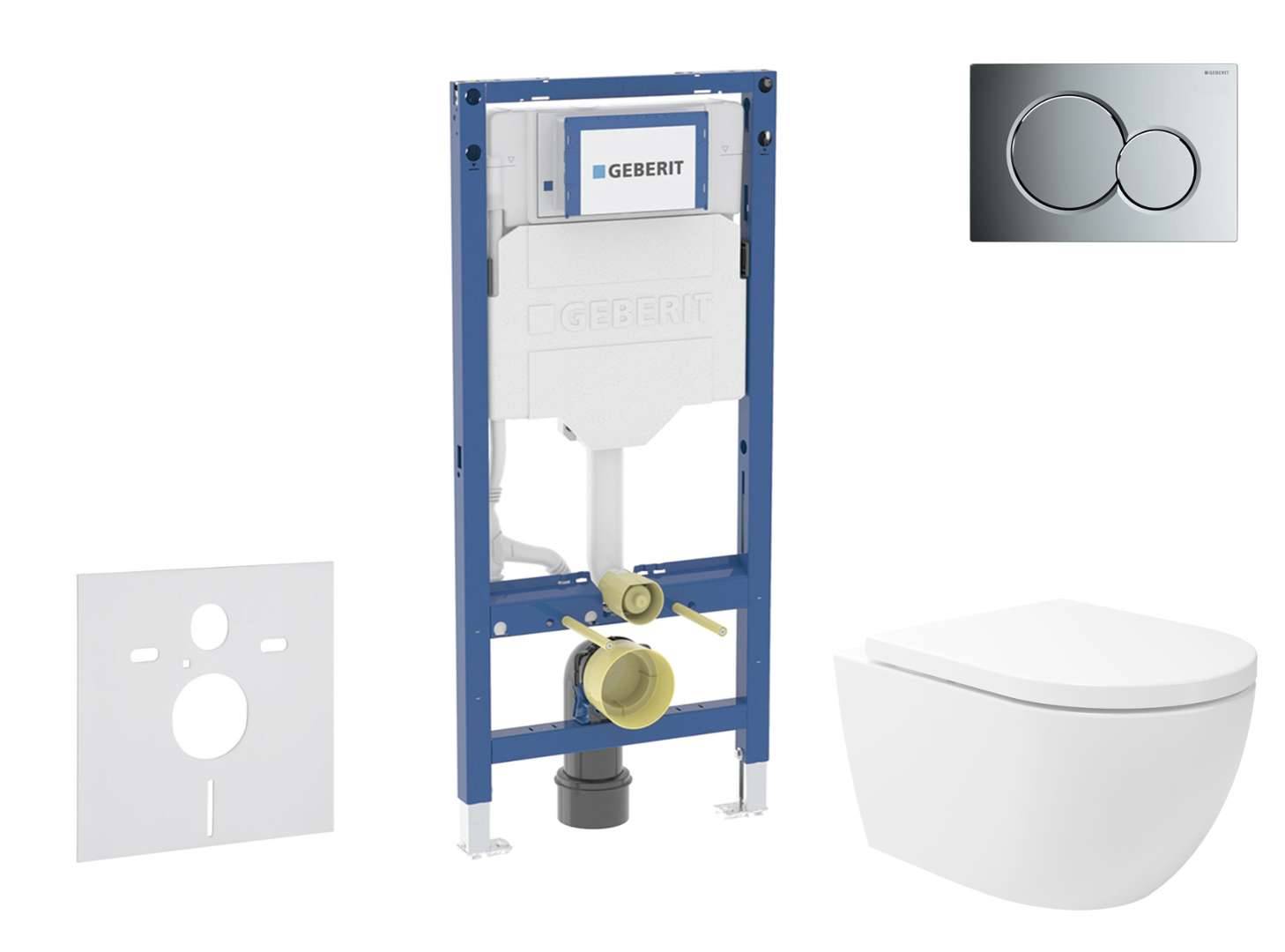 Geberit Duofix - Set med väggmonterad installation, Oudee Vortex toalett och mjukstängande sits, Sigma01-knapp, blank krom SANI11CA1146B