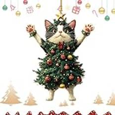 Katt julgransprydnader – 2D akryl bakifrån katt berlock prydnad | bil backbild hänge dekoration, bil och väska katt dekor tillbehör julgransprydnader.