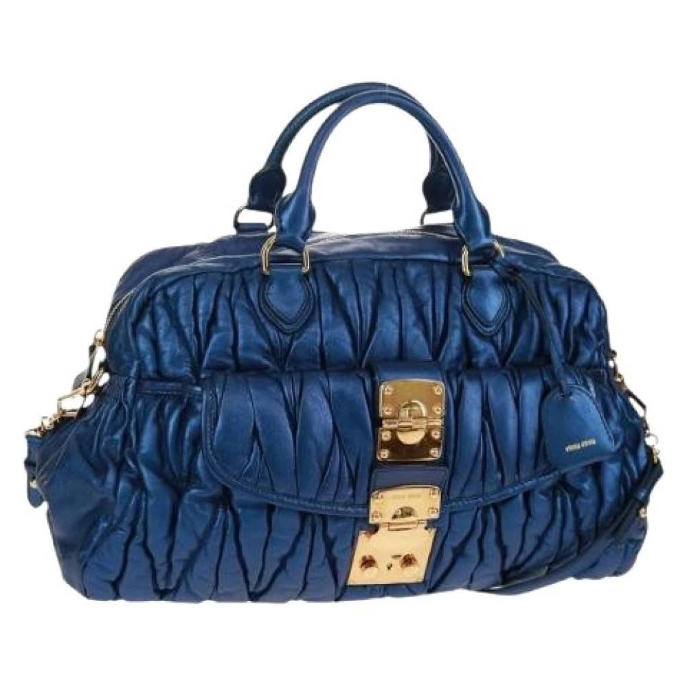 Miu Miu Pre-owned Pre-owned Læder Håndtaske - Vintage - Dame - Blå - ONE SIZE - Læder