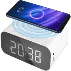 Clockradio med Bluetooth-højttaler, trådløs opladningsvækkeur