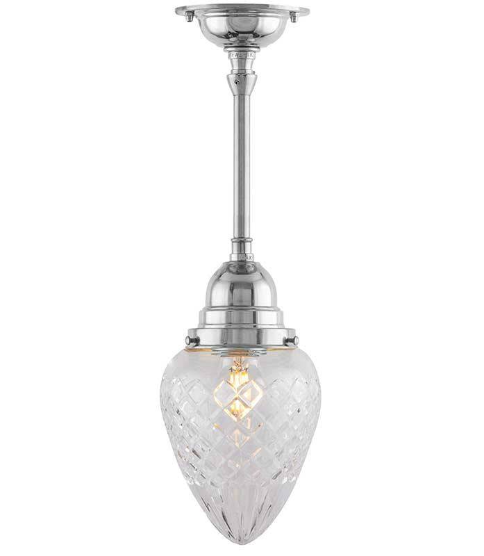 Loftslampe - Byströmpendel 80 nikkel, klar dråbe - 20 cm
