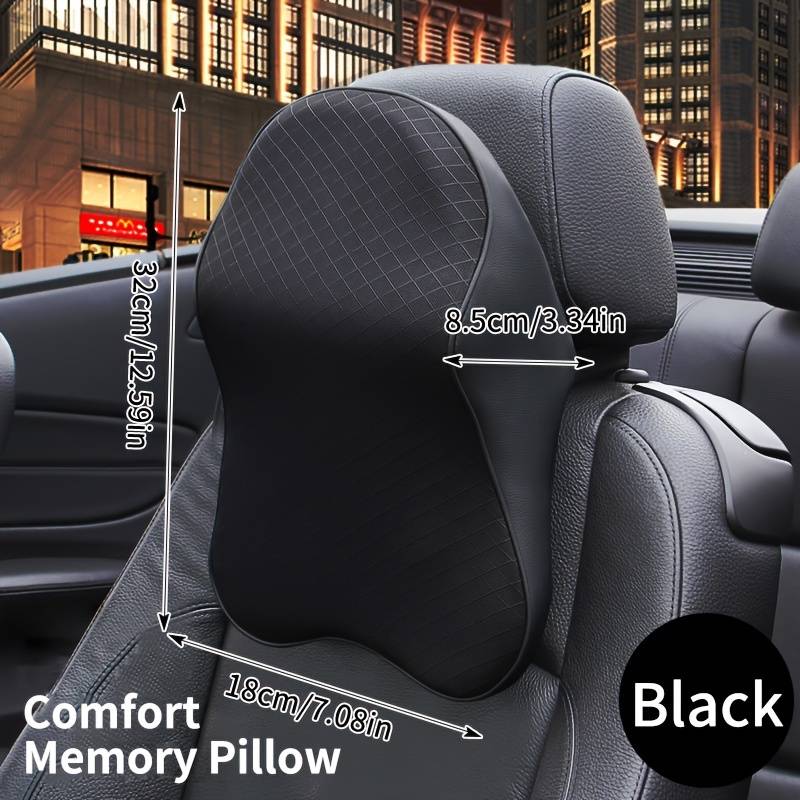TEMU 1pc Car Headrest Pillow, Memory Foam Neck Support Cushion, Suitable For All , Comfortable And Breathable Car Neck Pillow