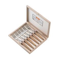 Jean Dubost Gaffel - 6 stk. - L 24,5 cm - Rustfrit stål/oliventræ