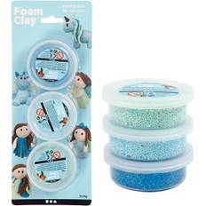 Modellera Foam Clay® Glitter Metallic Blå, Ljusblå, Grön 3×14 g