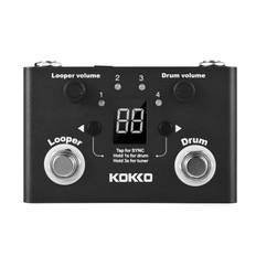 KOKKO Multifunktionell Trum & Looper Effekt Pedal Tuner BT Page-Turner Phrase Loop Inspelningstrumma svart