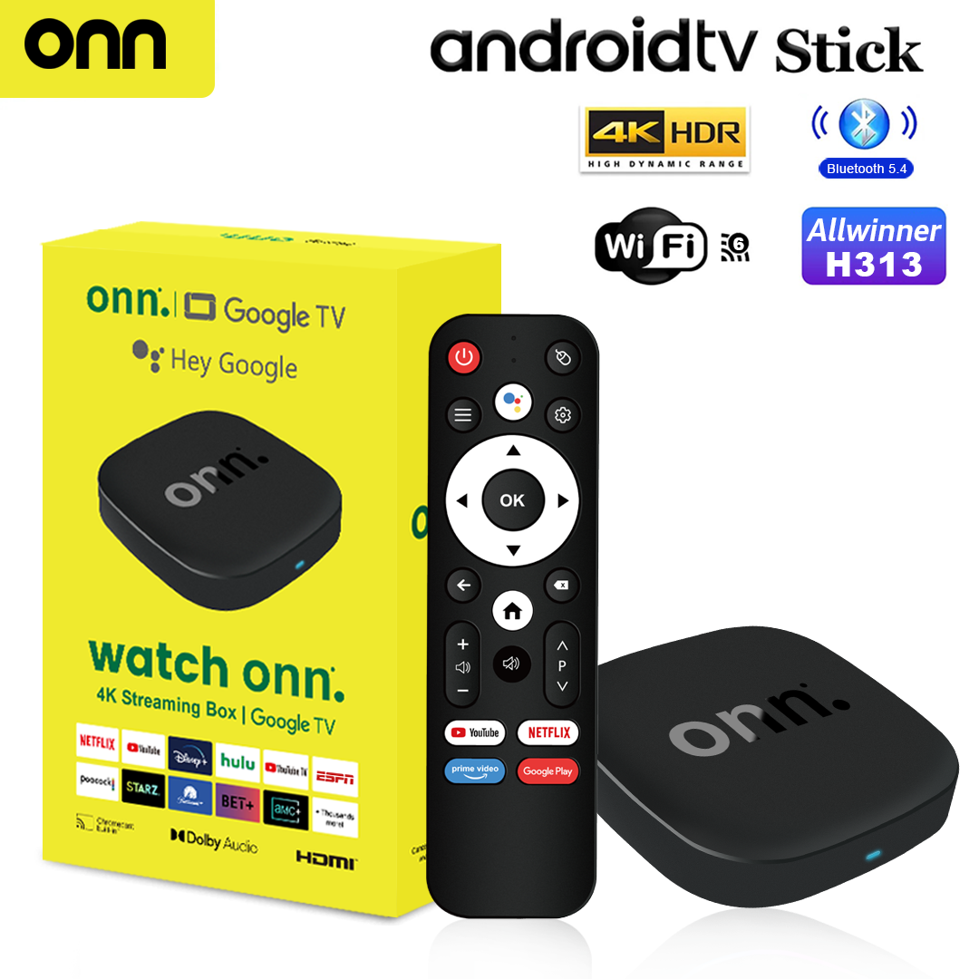 Onn 4K Android 13 Smart TV Box 4K Quad Core Set-Top Box 5G Connectivity 8GB 128G Voice Remote for Streaming Media Player