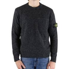 Stone Island, Strik, Herre, Sort, M, Uld, Sort Uld Crewneck Sweater