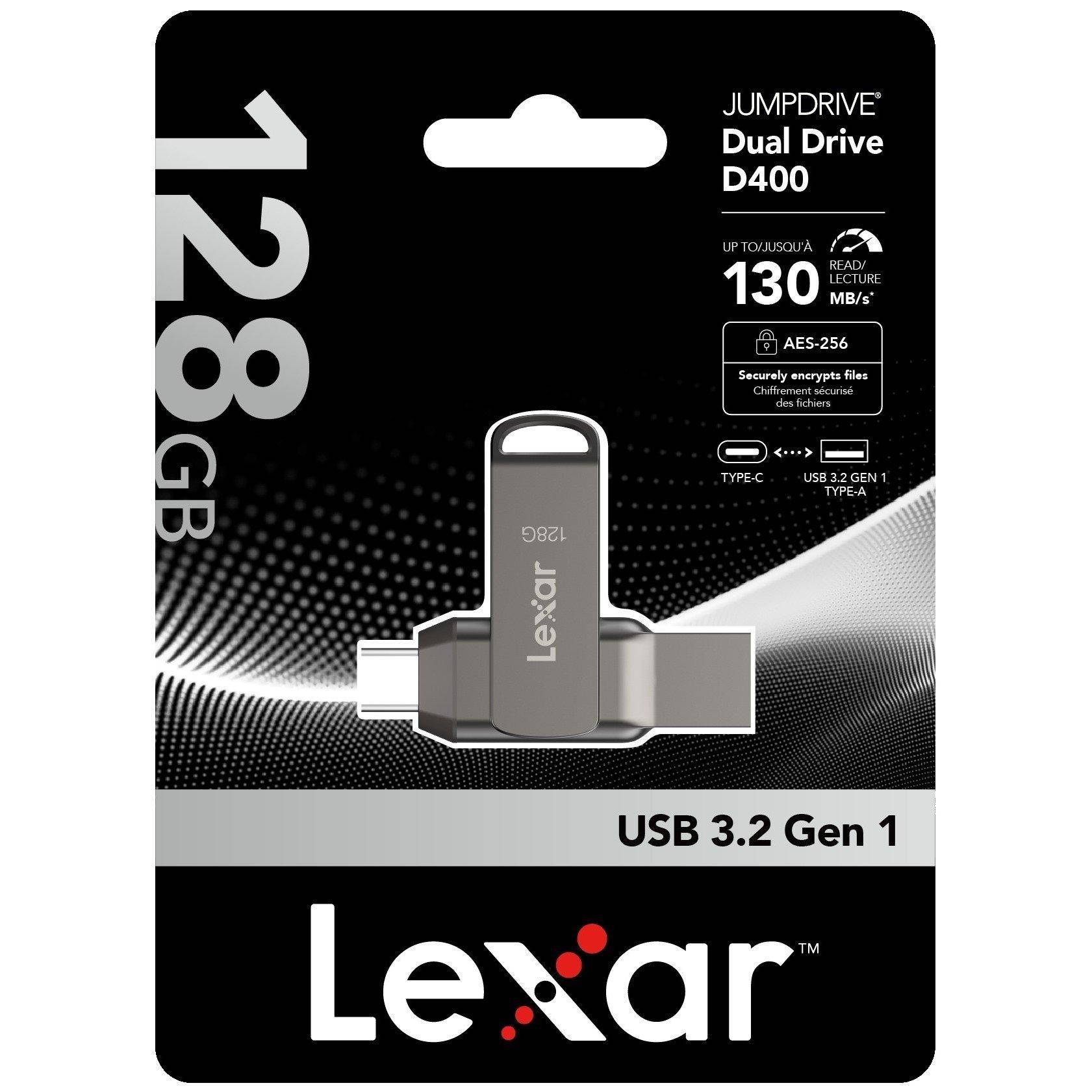 Lexar D40E 128Gb Dual Usb Flash Drive - 3.2 Gen 1 Type-C Jump Drive