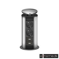 EVOline Powerport krom m. 2 stik + 2 x usb
