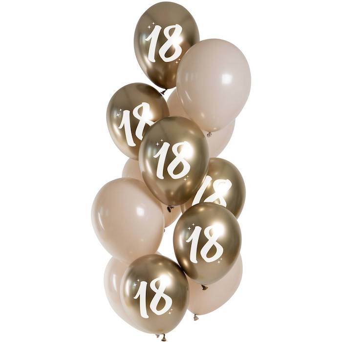 18 års balloner guld 12x - 33 cm.