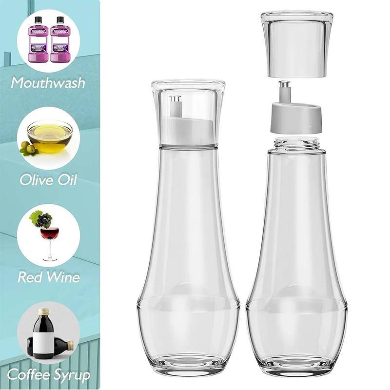 Påfyllningsbar Glas Munsköljsdispenser med Lock - 5,07/8,79Oz Klar Behållare för Badrumsbänkskiva för Enkel Portabilitet