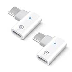 Pennadapter för Apple Pencil 1:a generationen, Typ-C hane till Ligntning Kvinna Rektangulär Laddningsadapter med Blå Indikator, 2 Pack