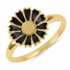 12 mm marguerit sort ring i forgyldt sølv - Marie
