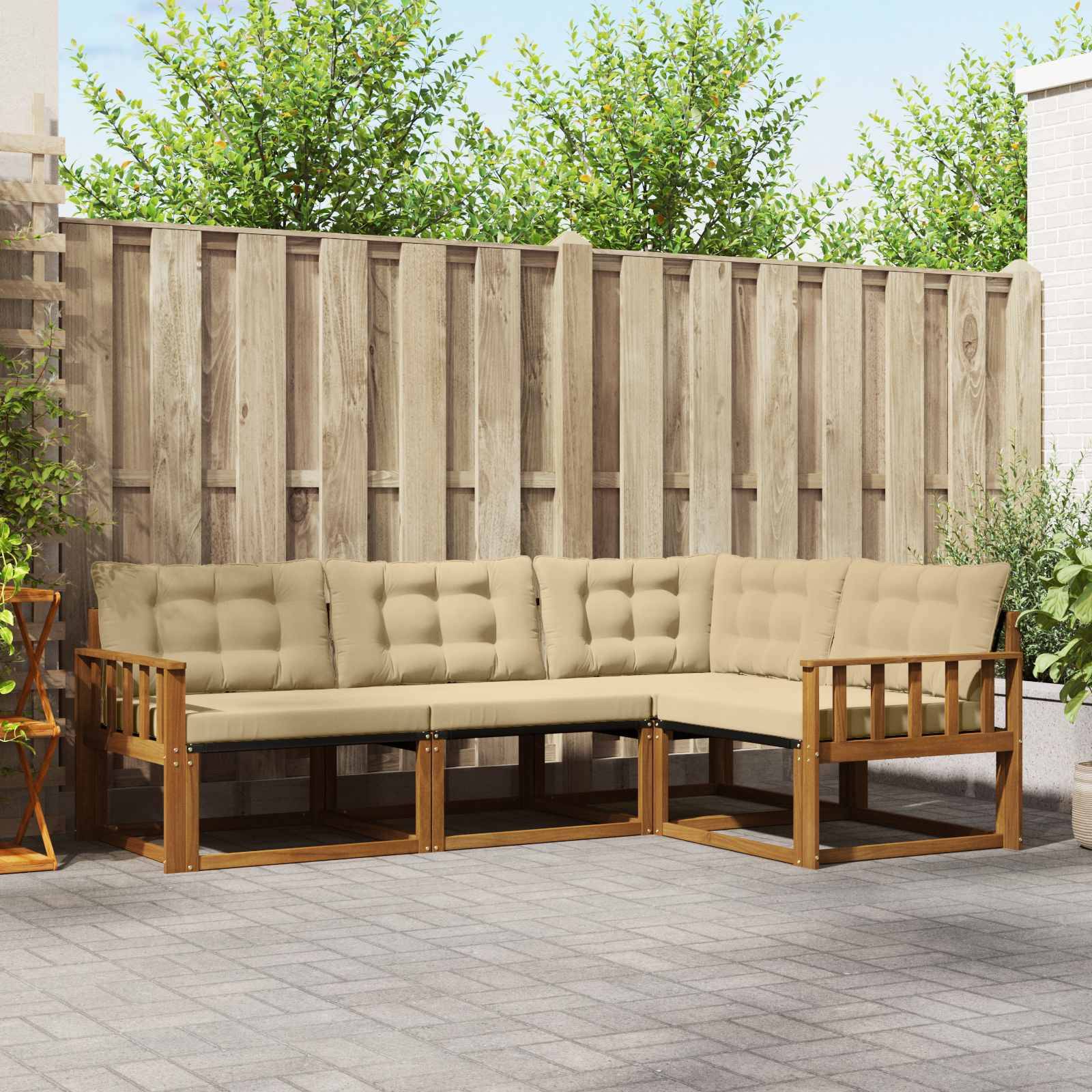 vidaXL Udendørs sofagruppe 4 stk. Naturlig og Beige
