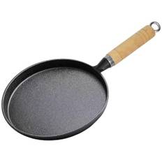 Corpower gjutjärnspanna, gjutjärn stekpanna 20 cm – gjutjärnspanna, obelagt massivt trähandtag, lämplig för gasspisar, induktionsspisar och grillgrillar